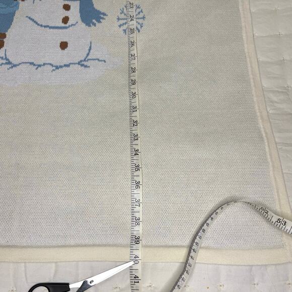 Disney Baby Organic Cotton Blanket | Cream Blue Mickey Snowman - Picture 8 of 9